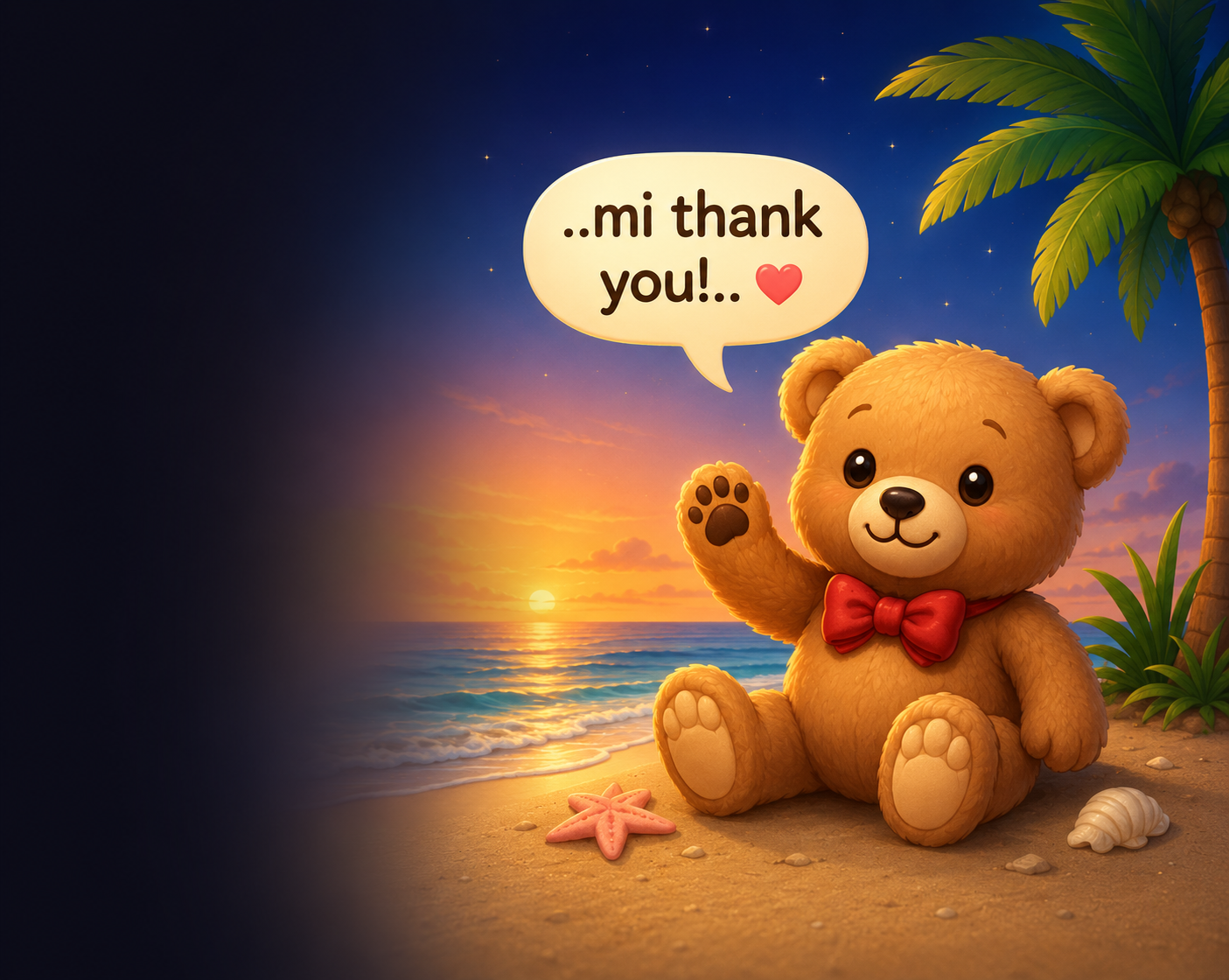 Tiny Teddy saying thank you